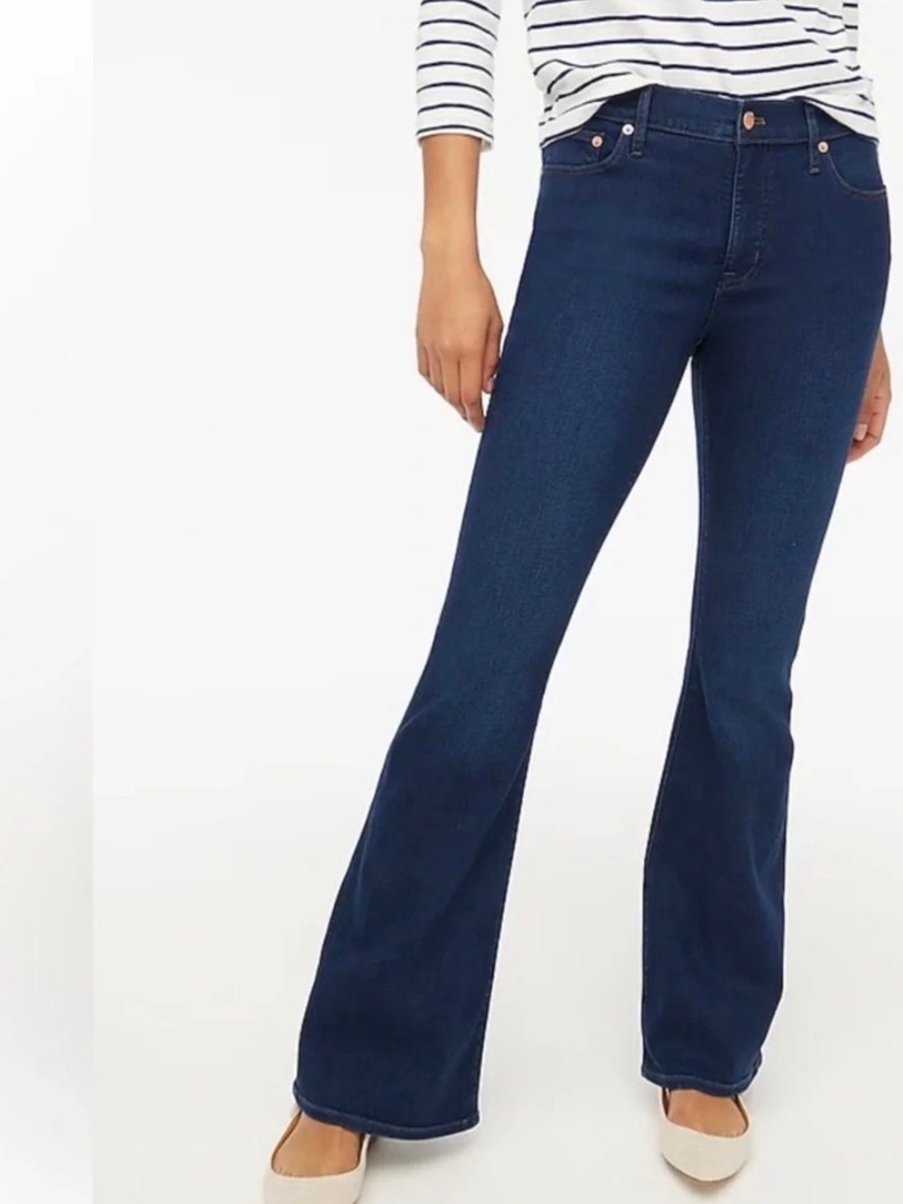 J Crew Full Length Flare Leg Denim Stretch Jean Dark Wash Women’s size 30 x 31